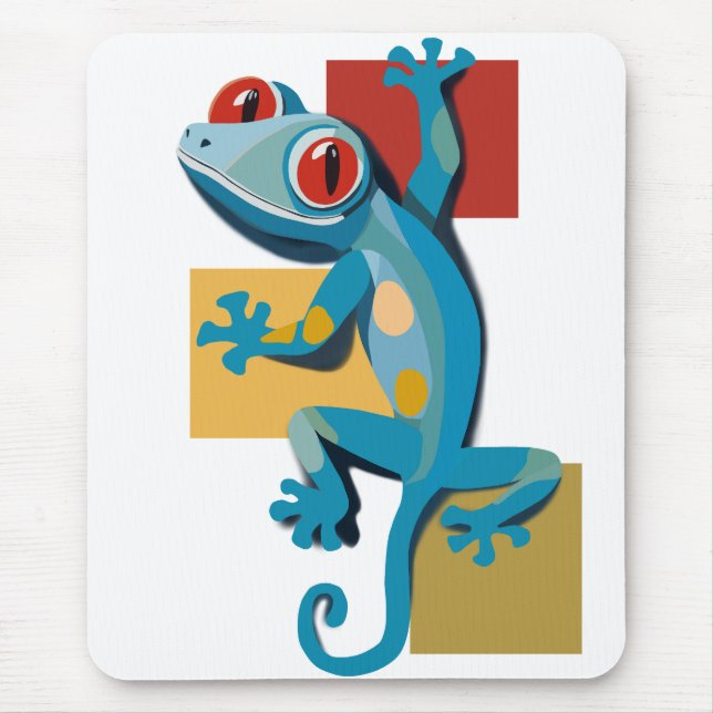 Niedlich Blue Gecko Reptile Lovers Mousepad (Vorne)