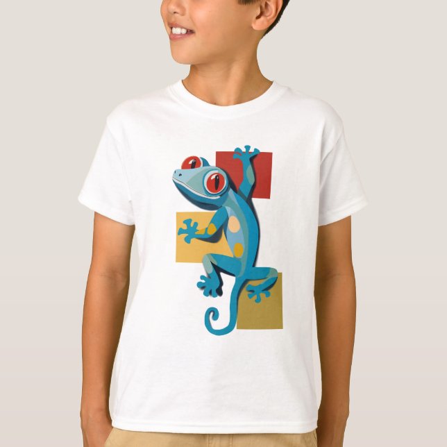 Niedlich Blue Gecko Reptile Lovers T-Shirt (Vorderseite)
