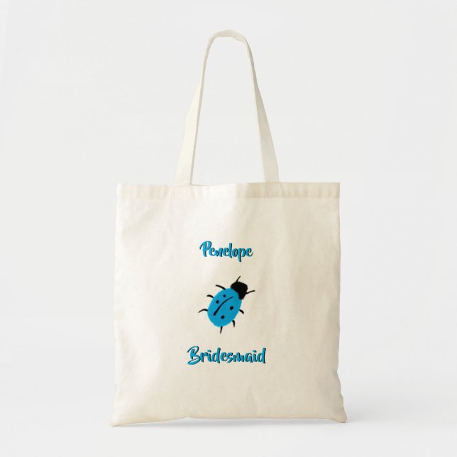 Niedlich Blue Gepunktet Ladybug und Bridesmaid Tragetasche (Vorne)