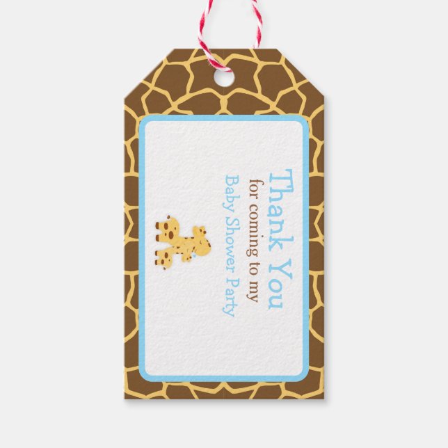 Niedlich Blue Giraffe Vielen Dank für Ihr Geschenk Geschenkanhänger (Vorderseite)