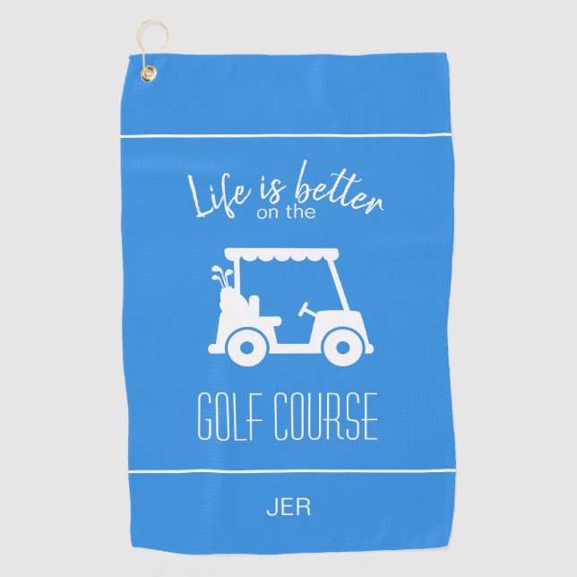 Niedlich Blue Golf Cart Golfer Golfplatz Angebot Golfhandtuch (Vorderseite)