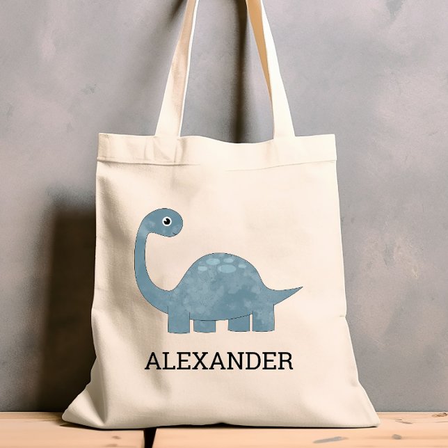 Niedlich Blue Gray Dinosaurier Personalisiert Tote Tragetasche (Von Creator hochgeladen)