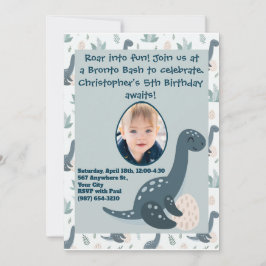 Niedlich Blue Green Dinosaur Benutzerdefiniertes F Einladung