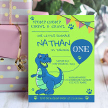 Niedlich Blue Green Dinosaurier Erster Geburtstag