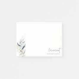 Niedlich Blue Green Gold Leafy Botanischer Blumens Post-it Klebezettel