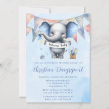 Niedlich Blue Grey Elephant Welcome Baby Boy Dusch