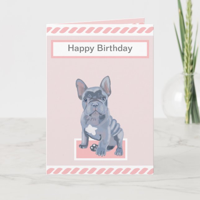 Niedlich Blue Grey French Bulldog Puppy Karte (Vorderseite)