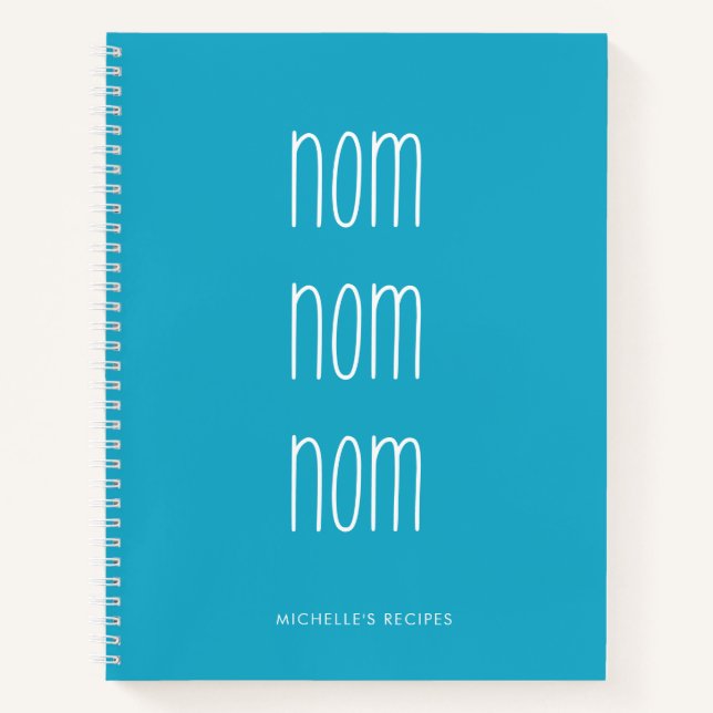 Niedlich Blue Handwriting Nom Nom Kochrezeptur Notizbuch (Vorderseite)