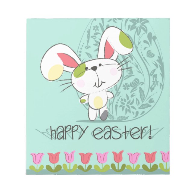 Niedlich Blue Happy Ostersonne Cartoon Notizblock (Vorderseite)