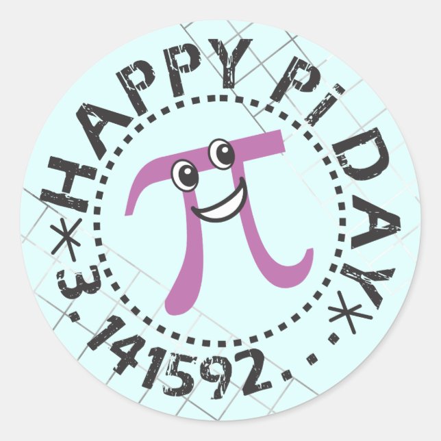 Niedlich Blue Happy Pi Day © - Pi Day Geschenkklam Runder Aufkleber (Vorderseite)
