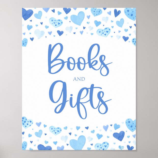 Niedlich Blue Hearts Valentine Bücher und Geschenk Poster (Vorne)
