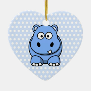 Niedlich Blue Hippo Keramik Ornament