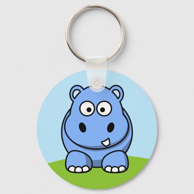 Niedlich Blue Hippo Schlüsselanhänger (Vorderseite)