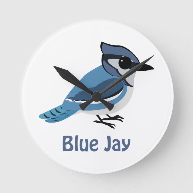 Niedlich Blue Jay Runde Wanduhr (Vorderseite)