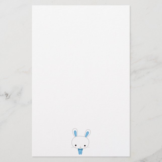Niedlich Blue Kawaii Bunny Briefpapier (Vorderseite)