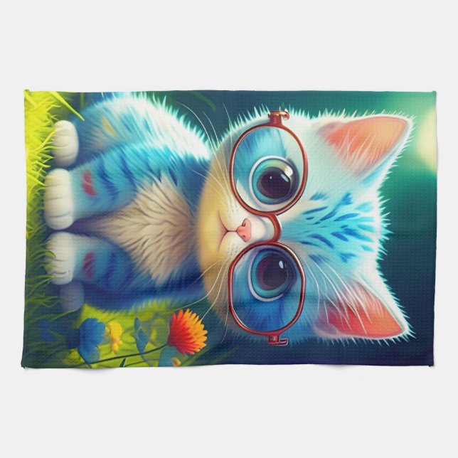 Niedlich Blue Kitten Tragebrille-276548 Geschirrtuch (Horizontal)