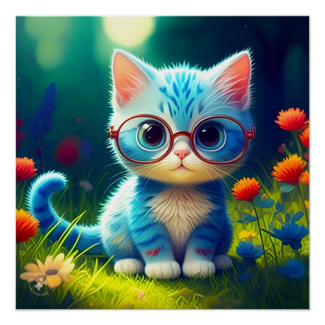 Niedlich Blue Kitten Tragebrille-276548 Poster (Vorderseite)