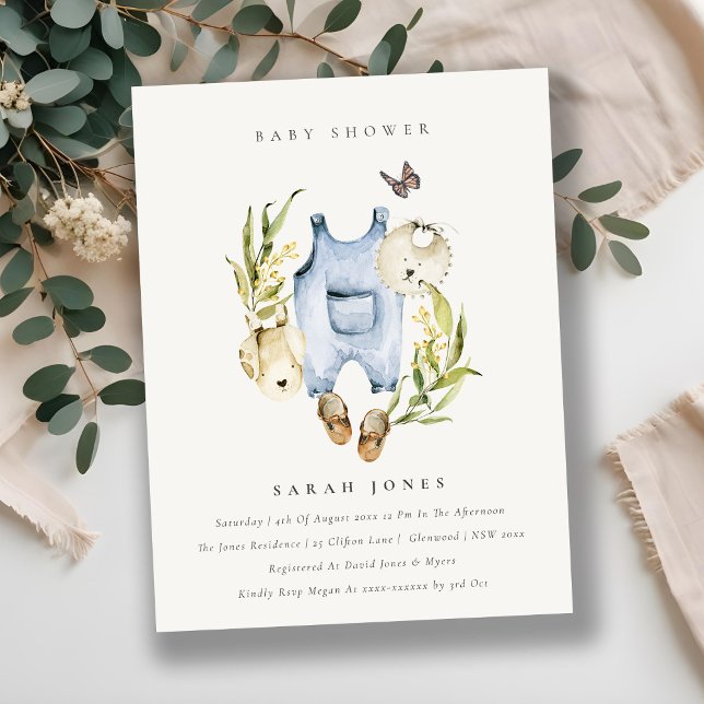 Niedlich Blue Leafy Foliage Baby Kleidung Babydusc Postkarte (Von Creator hochgeladen)