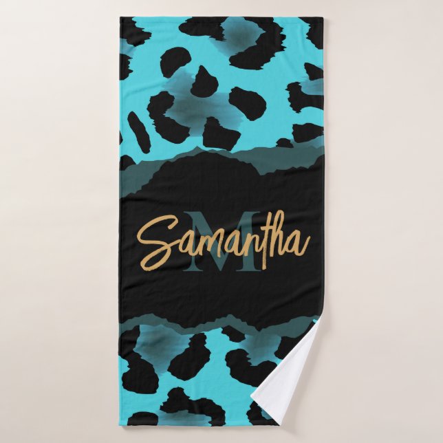 Niedlich Blue Leopard Print Badhandtuch Set (Badehandtuch)