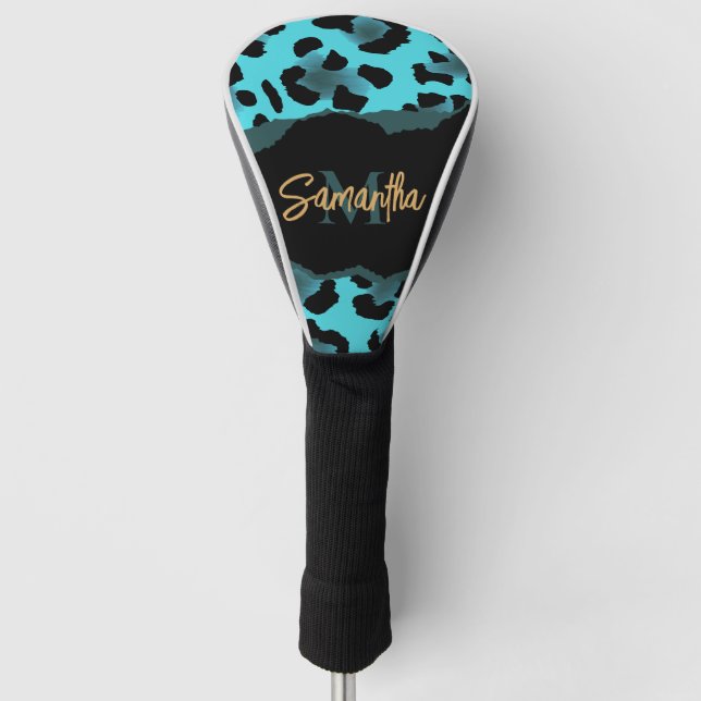 Niedlich Blue Leopard Print Golf Headcover (Vorderseite)