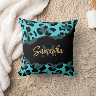 Niedlich Blue Leopard Print Kissen