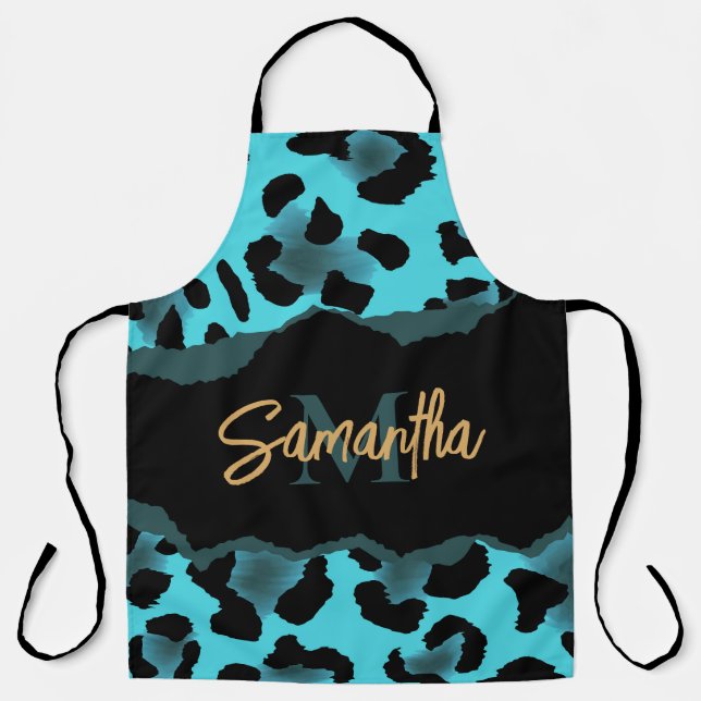 Niedlich Blue Leopard Print Schürze (Vorderseite)