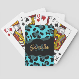 Niedlich Blue Leopard Print Spielkarten
