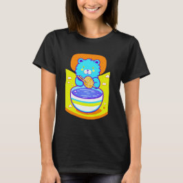 Niedlich Blue Lion Enjoying Ramen Noodles T-Shirt