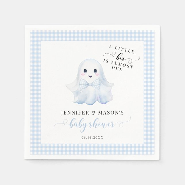 Niedlich Blue Little Boo Ghost Bow Baby Boy Dusche Serviette (Vorderseite)