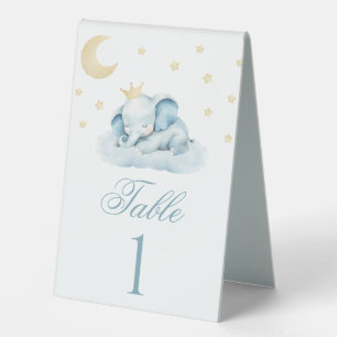 Niedlich Blue Little Elephant Baby Dusche Tischnum Tischaufsteller