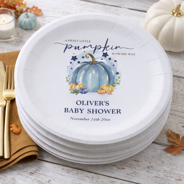Niedlich Blue Little Pumpkin Baby Boy Dusche Pappteller (Von Creator hochgeladen)