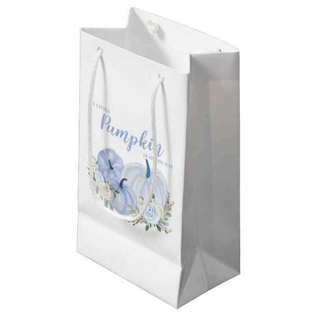 Niedlich Blue Little Pumpkin Baby Dusche Kleine Geschenktüte (Vorderseite Schrägansicht)