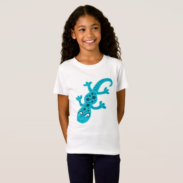 Niedlich Blue Lizard Gecko Kids T-Shirt (Vorne ganz)