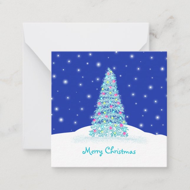 Niedlich Blue Mini Weihnachtsbaum Mitteilungskarte (Vorderseite)