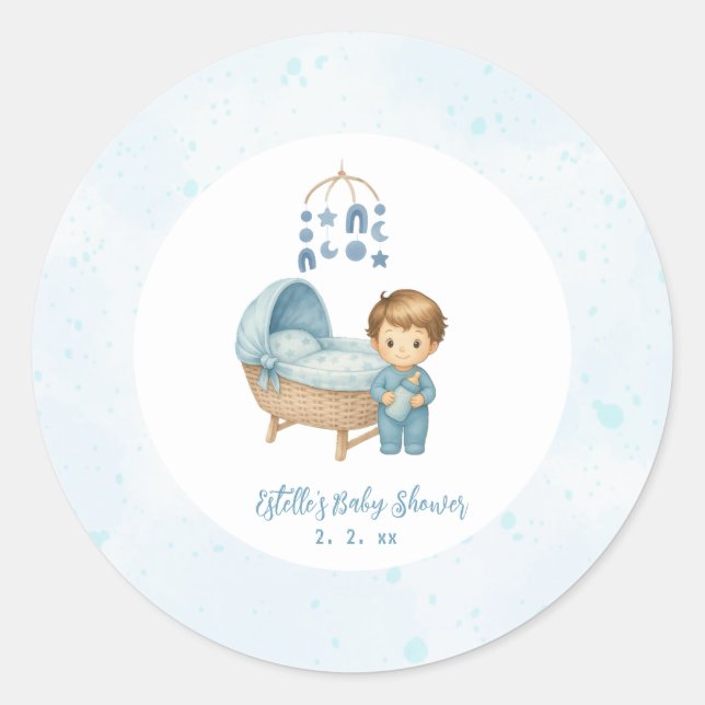 Niedlich Blue Mobile Crib Babybett Babybett Dusche Runder Aufkleber (Vorderseite)