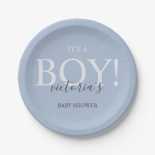 Niedlich Blue Modern Whimsical Typografy Baby Dusc Pappteller