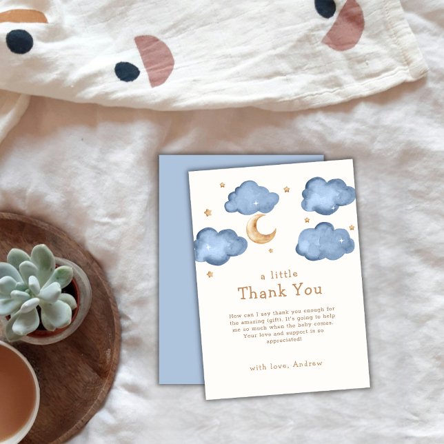 Niedlich Blue Moon Stars Twinkle Twinkle Baby Dusc Dankeskarte (Cute Blue Moon Stars Twinkle Twinkle Baby Shower Thank You Card)