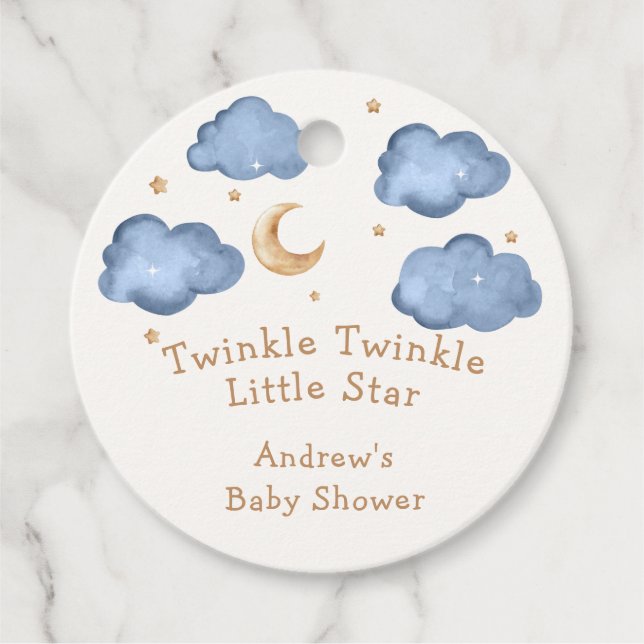Niedlich Blue Moon Stars Twinkle Twinkle Baby Dusc Geschenkanhänger (Vorderseite)