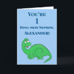 Niedlich Blue Nephew Son Boy 1. Geburtstag Dinosau Karte<br><div class="desc">Personalisieren Sie diese 1. Geburtstagskarte für Ihren Neffen,  Sohn oder geliebten kleinen Jungen! Perfekt für Tante und Onkel,  Mamas und Vater,  oder für jeden,  der den perfekten Weg sucht,  um seinem Jungen einen sehr glücklichen 1. Geburtstag zu wünschen!</div>