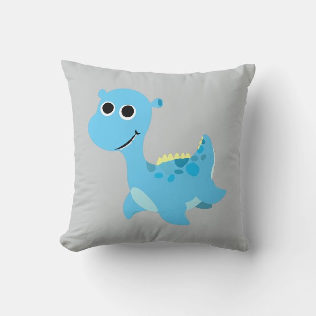 Niedlich Blue Nessie Kissen (Vorderseite)