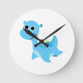Niedlich Blue Nessie Runde Wanduhr