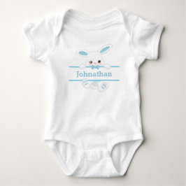 Niedlich Blue Oaster Bunny Personalisiert Boy Baby Strampler