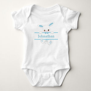 Niedlich Blue Oaster Bunny Personalisiert Boy Baby Strampler