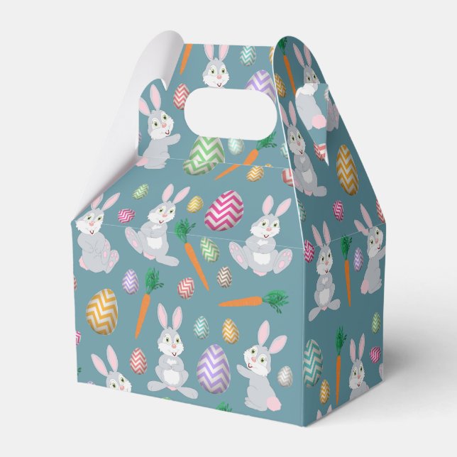 Niedlich Blue Oaster Bunny Rabbit Muster Geschenkschachtel (Vorderseite)