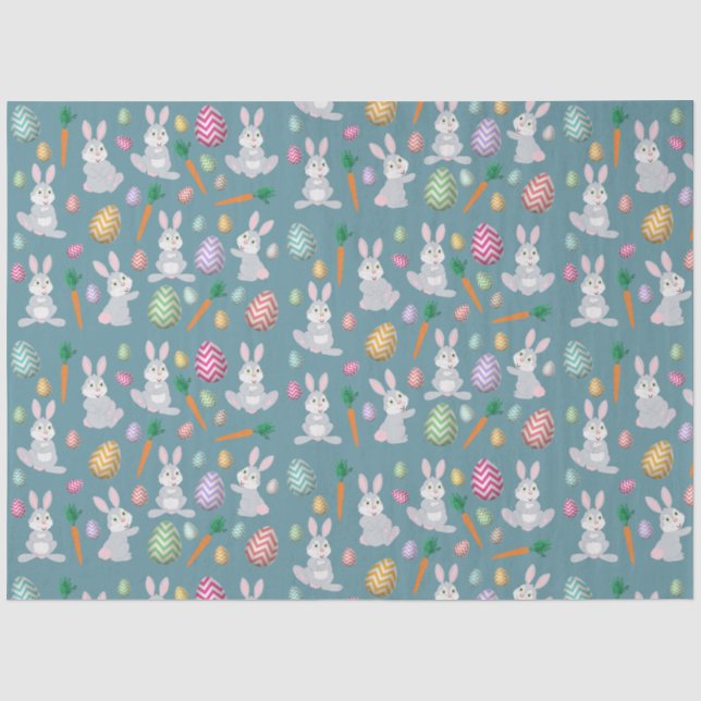 Niedlich Blue Oaster Bunny Rabbit Muster Seidenpapier (Vorderseite)