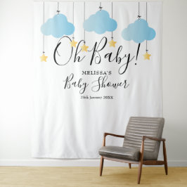Niedlich Blue Oh Baby Dusche Foto Stand Hintergrun Wandteppich