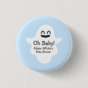 Niedlich Blue Oh Baby! Ghost Halloween Baby Dusche Button