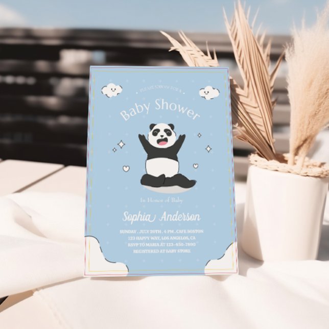 Niedlich Blue Panda Baby Dusche - bestellbare Baby Einladung (Von Creator hochgeladen)