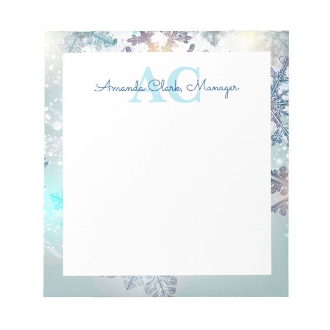 Niedlich Blue Personalisiert Monogramm Name Notizblock (Vorderseite)