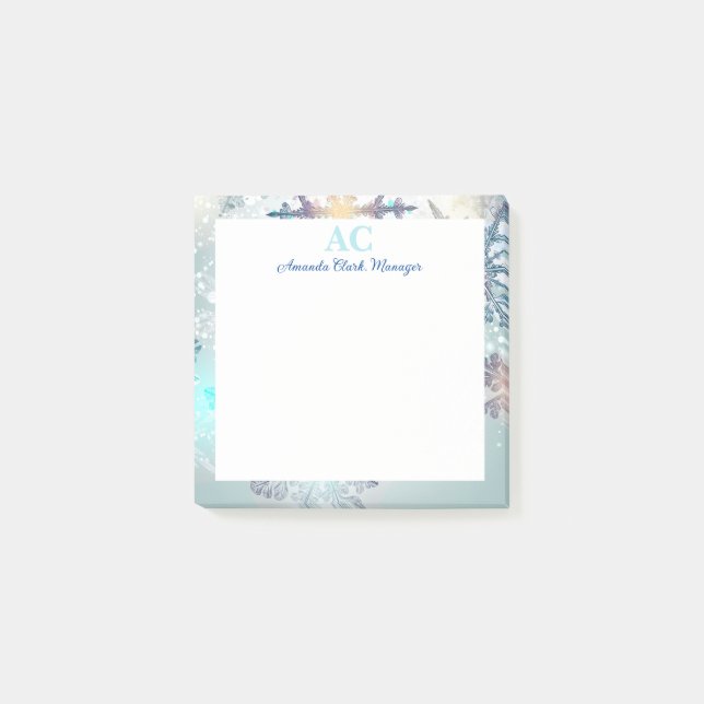Niedlich Blue Personalisiert Monogramm Name Post-it Klebezettel (Vorderseite)